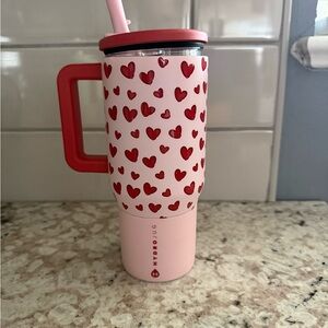 HydroJug Pink Tumbler with Red Hearts